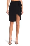 Go Couture Faux Wrap Slit Skirt In Black