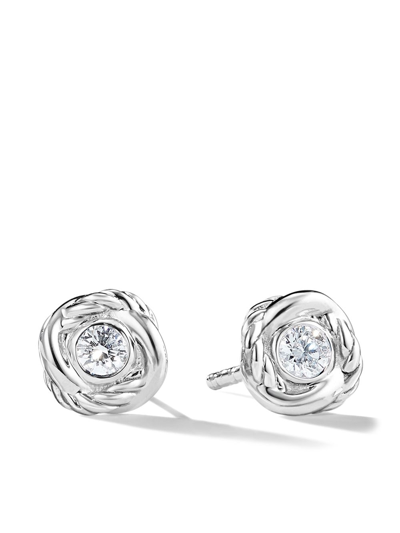 David Yurman Infinity Diamond Stud Earrings In 18k White Gold