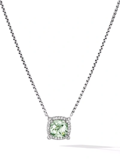 David Yurman Châtelaine 纯银石英钻石吊饰项链 In Prasiolite