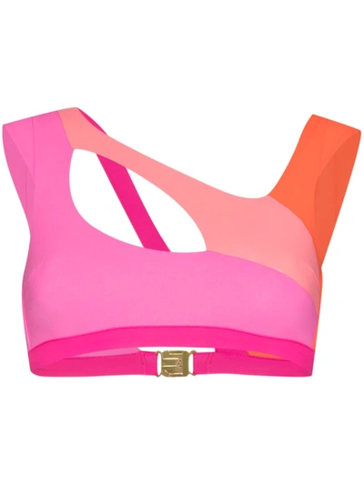 Agent Provocateur Izaro Cutout Colour-block Bikini Top In Rosa