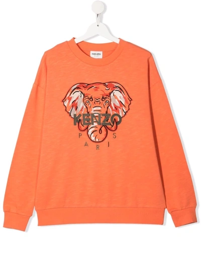 Kenzo Kids Sweatshirt Elephant For Boys In Orange