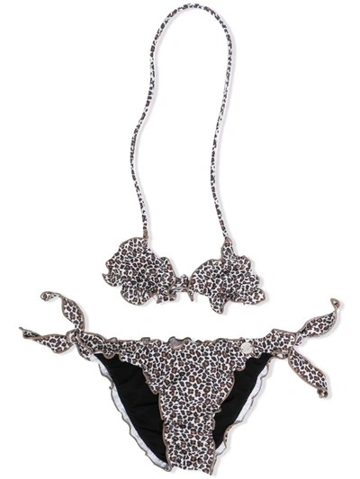 Miss Blumarine Teen Leopard-print Bikini Set In Neutrals