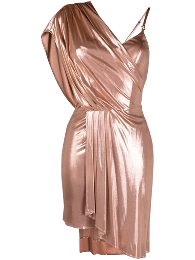 Elisabetta Franchi Asymmetrical Draped Mini Dress In Pink