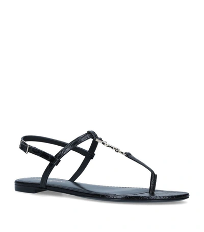 Saint Laurent Leather Cassandra Sandals In Nero