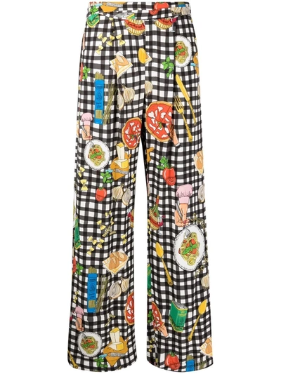 Alessandro Enriquez Checked Food-print Trousers In Black