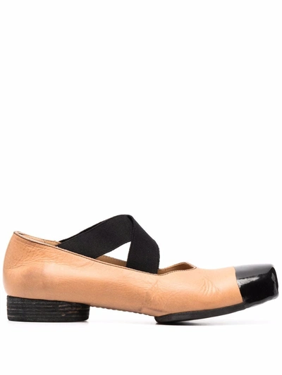 Uma Wang Two-tone Square-toe Ballerinas In Brown
