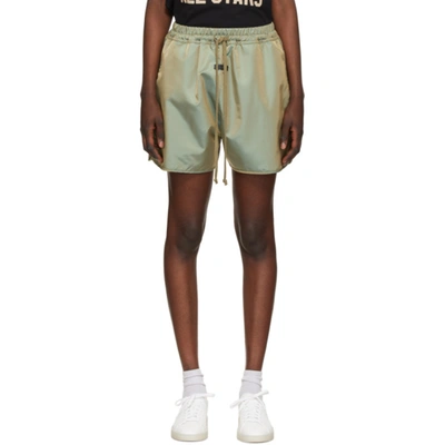 Fear Of God Green Iridescent Track Shorts In 337 Greenir