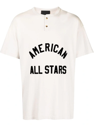 Fear Of God Mens Vintage Concrete White All-star Brand-print Cotton-jersey Henley T-shirt M In Grey