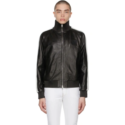 Amiri Black Leather M.a. Zip Track Jacket