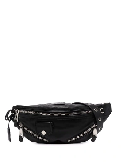 Moschino Biker Calfskin Waist Bag In Black