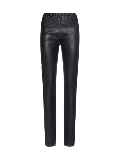 Mm6 Maison Margiela Stretch Faux Leather Coated Leggings In Black