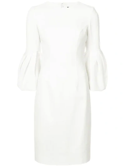 Carolina Herrera Bell Sleeve Sheath Dress In Ivory