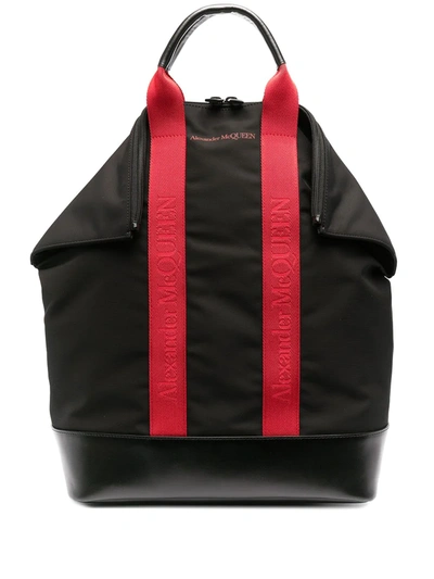 Alexander Mcqueen Two-tone Logo-tape Backpack In Black