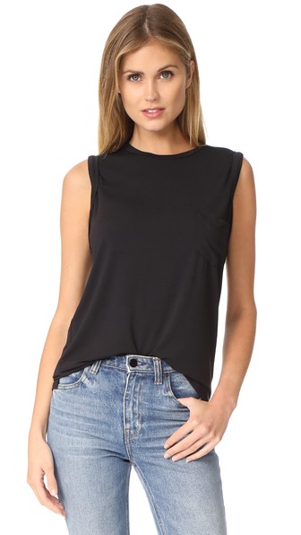 David Lerner Crew Neck Rolled Muscle Tee In Classic Black | ModeSens