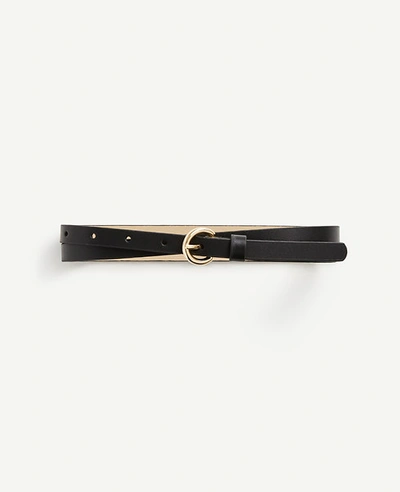 Ann Taylor Skinny Leather Belt In Black