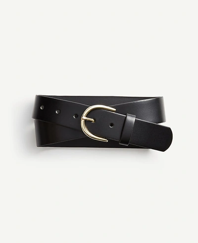 Ann Taylor Wide Leather Trouser Belt In Black