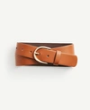 Ann Taylor Wide Leather Trouser Belt In Rich Cognac