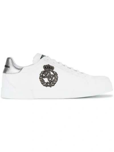 Dolce & Gabbana Portofino Crest Appliqué Neakers In White