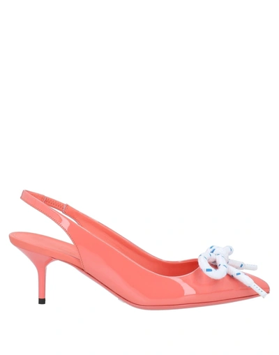 Burberry Patent Leather Rope Detail Slingback Pumps In Pink Azalea
