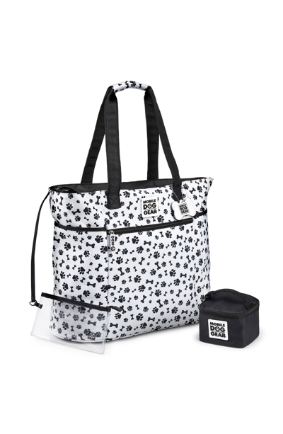 Mobile Dog Gear Dogssentials Tote Bag In White W/ Black Paw Print