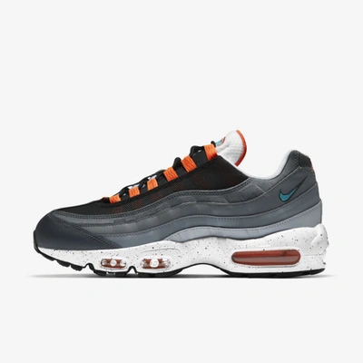 Nike Men's Air Max 95 Running Shoes In Black/aquamarine-turf Orange In Black/green/orange