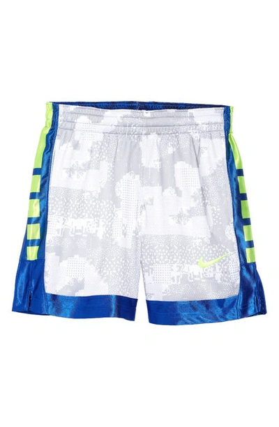 Nike Elite Super Big Kids' Basketball Shorts In White/ Smoke Grey/ Game Royal