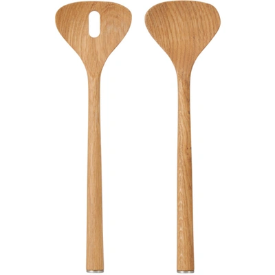 Georg Jensen Oak Alfredo Salad Servers In Oak Wood