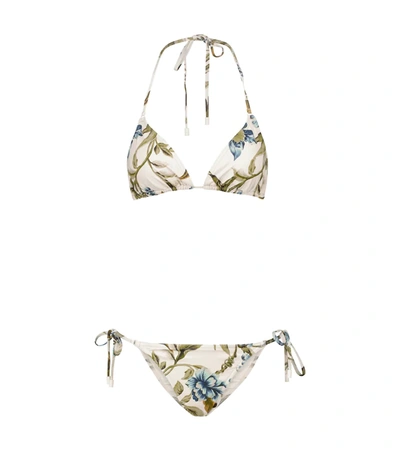 Zimmermann Womens Khaki Floral Aliane Floral-print Bikini L In Multicoloured