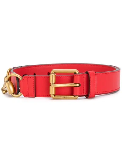 Gucci Horsebit-detailed Leather Belt In Red