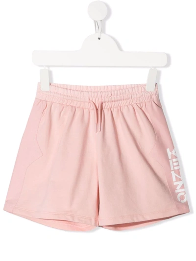 Kenzo Girl's Logo Drawstring Shorts In Pink