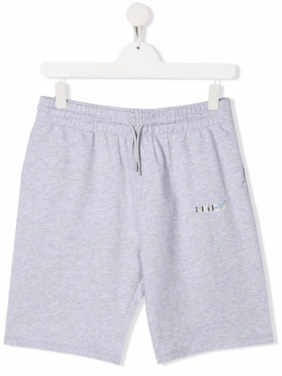 Kenzo Logo-embellished Jersey Shorts In Light Marl Grey
