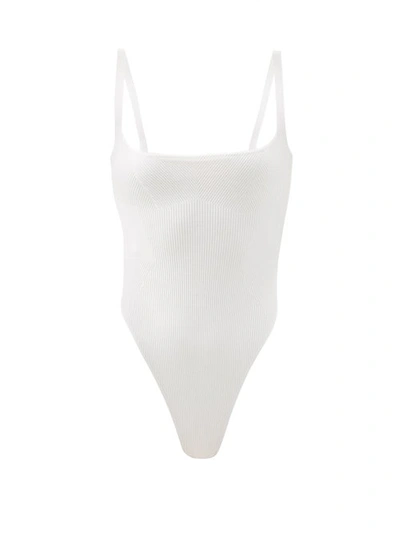 Gauge81 Arona Ribbed Stretch-knit Bodysuit In Ivory