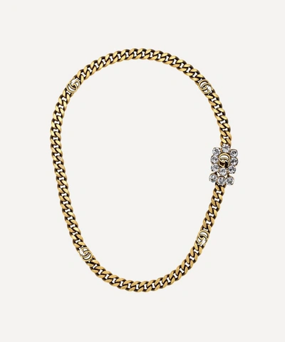 Gucci Gold-tone Crystal Double G Necklace