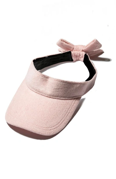 Lele Sadoughi Bow Detail Terry Cloth Visor In Blush