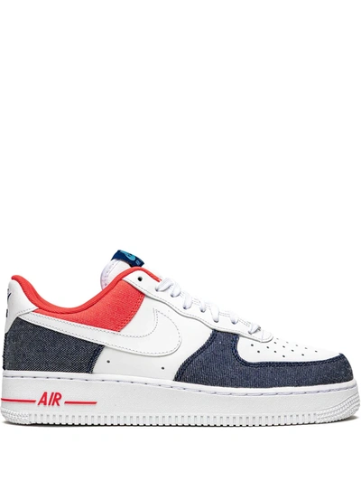 Nike Air Force 1 '07 Lx "usa Denim" Sneakers In White/midnight Navy/chile Red/white