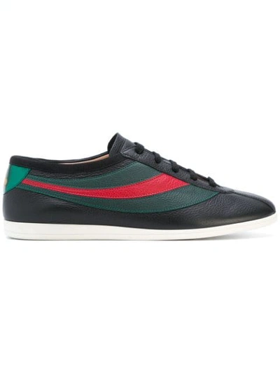 Gucci Leather Low-top Sneaker With Web In Black