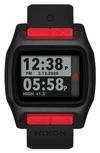 Nixon High Tide Digital Silicone Strap Watch, 44mm In Black Red