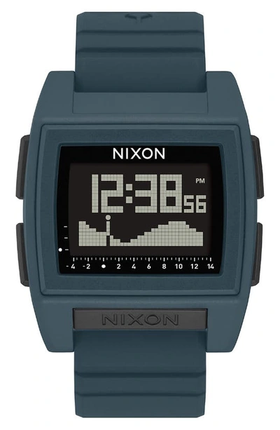 Nixon Base Tide Pro Digital Silicone Strap Watch, 42mm In Dark Slate