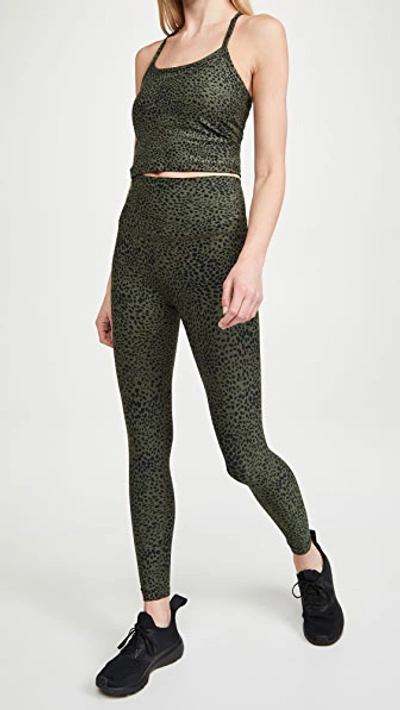Beyond Yoga Spacedye Printed Slim Racerback Cropped Tank Top In Eden Green Cheetah