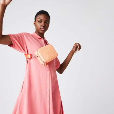 Lacoste Women's Croco Crew Detachable Shoulder Strap Grained Leather Bag - One Size In Beige