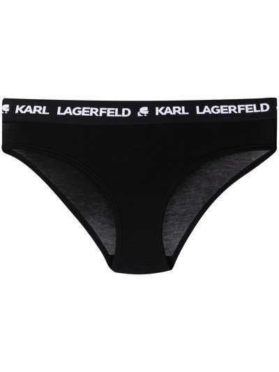 Karl Lagerfeld Logo-waistband Briefs In Black