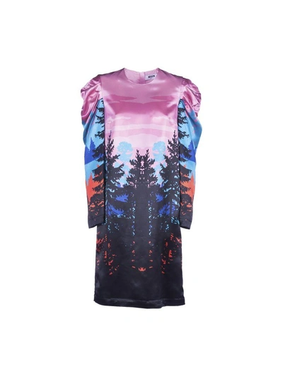 Msgm Forest Print Dress - Multicolour In Rose