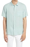 Vince Short Sleeve Slim Fit Linen Sport Shirt In 430pls-poolside