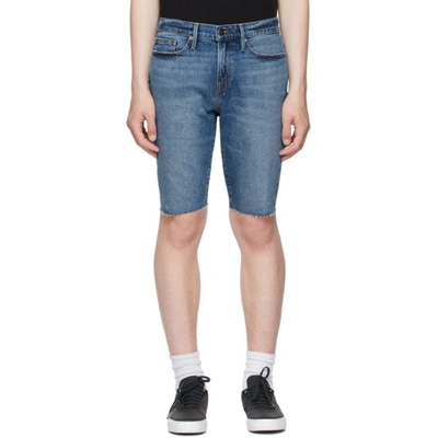 Frame Blue Denim 'l'homme Relaxed' Shorts In Mid Denim