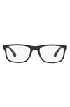 Emporio Armani 53mm Or 55mm Rectangular Optical Glasses In Matte Black