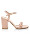 Gianvito Rossi Braided Leather Block-heel Sandals In Nude
