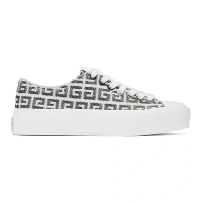 Givenchy City 4g Leather-trimmed Logo-jacquard Sneakers In White