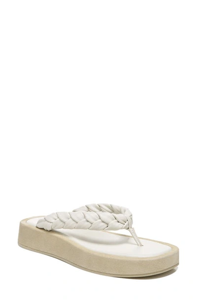 Vince Nita Braided Leather Thong Platform Sandals In Off White