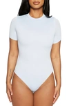 Naked Wardrobe Jersey T-shirt Bodysuit In Periwinkle