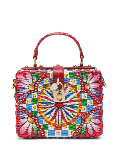 Dolce & Gabbana Dolce Box Painted Wicker Bag In Multicolor